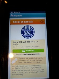 $10 off La Madia through AMEX Foursquare Sync
