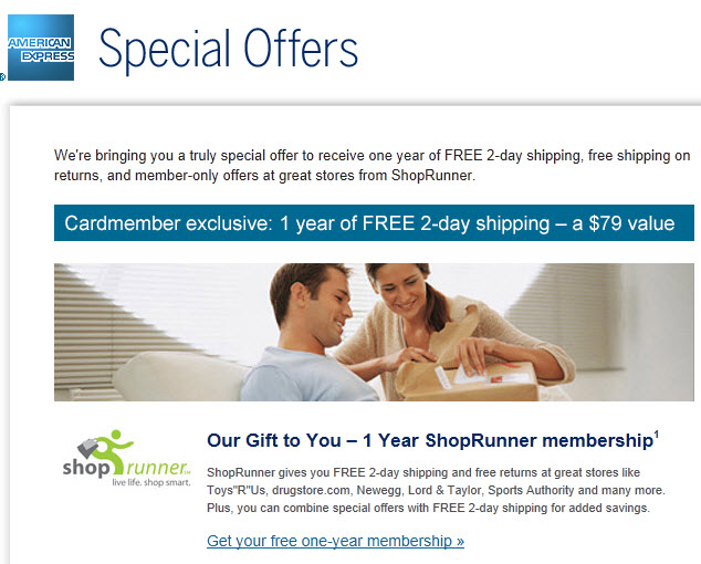 Free ShopRunner Membership through AMEX