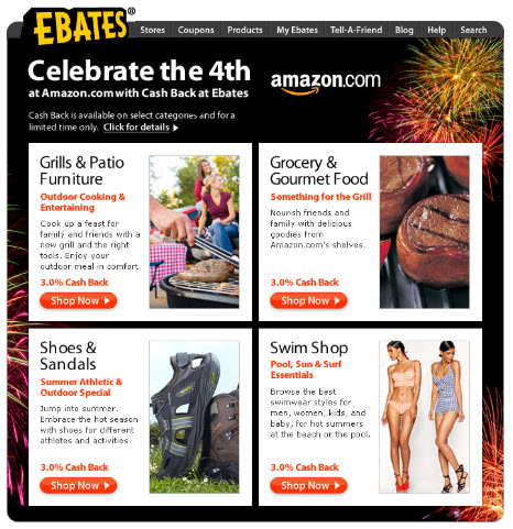3% cashback on Amazon.com through Ebates