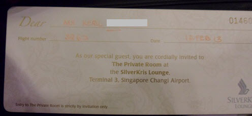 Private Room Invitation Singapore Airport