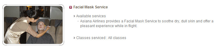 Asiana Airlines Inflight Facials