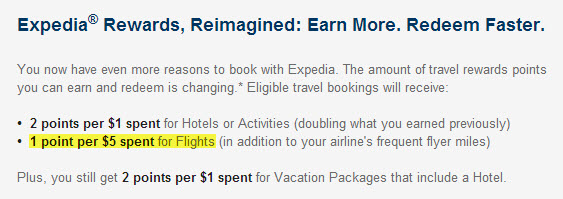 Expedia Rewards Devalued for Flights